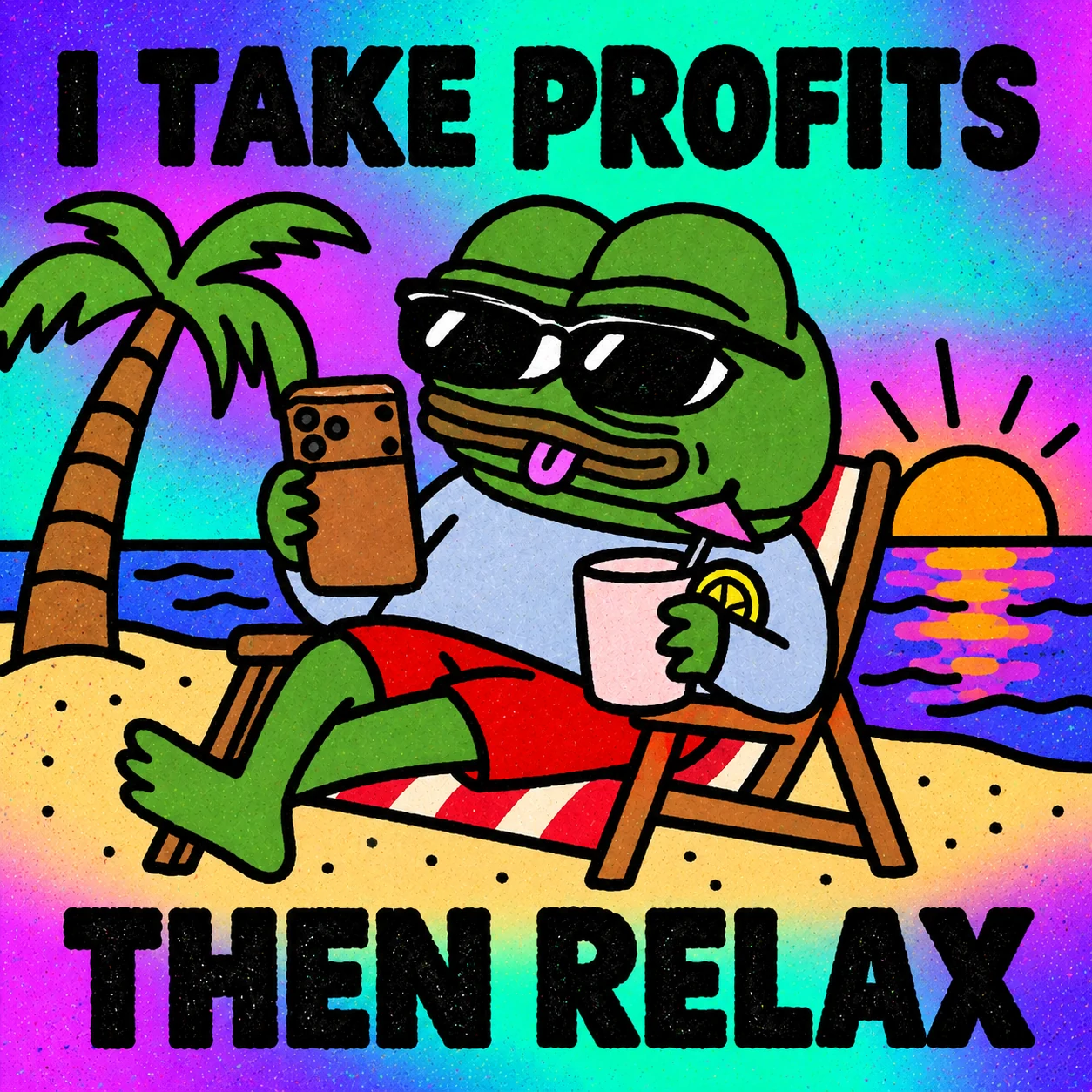 Frog relaxing on a beach